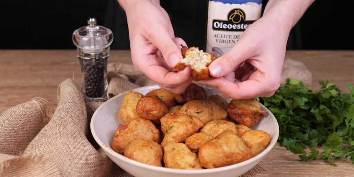 Presentación de buñuelos de bacalao