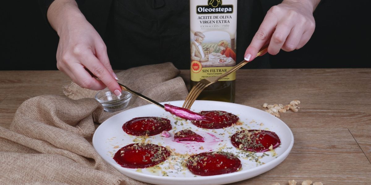 Servir Raviolis de remolacha