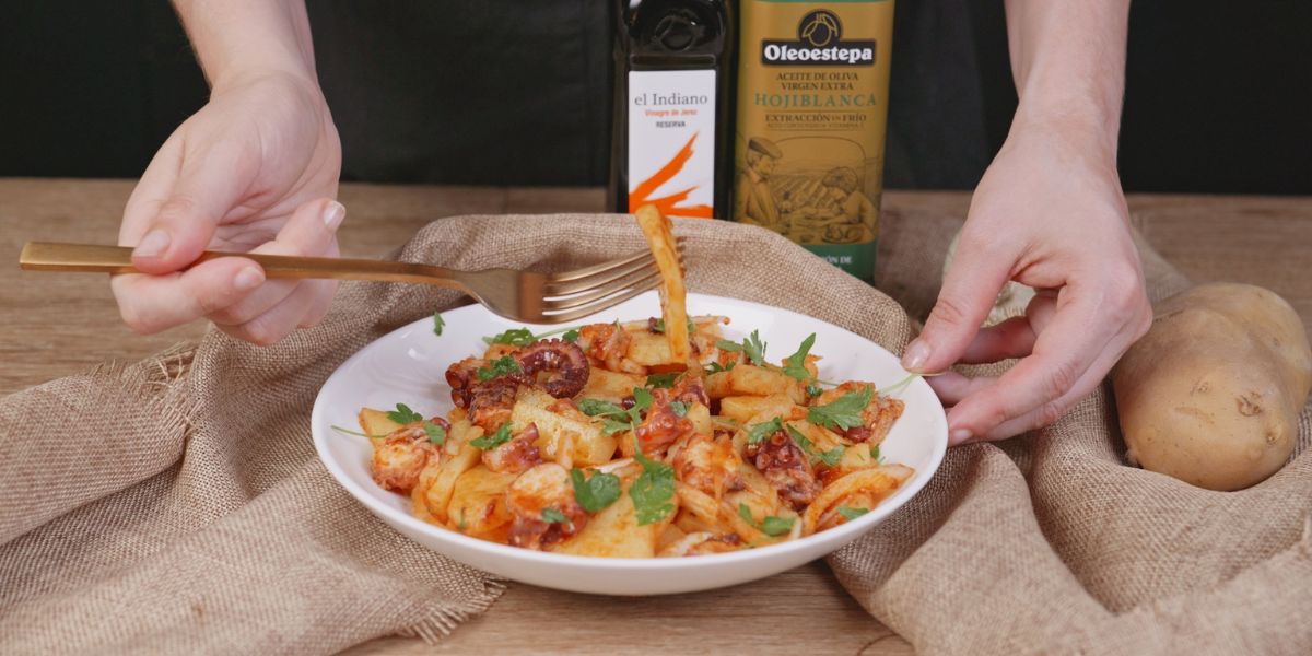 Presentación de Ensalada de patatas y pulpo