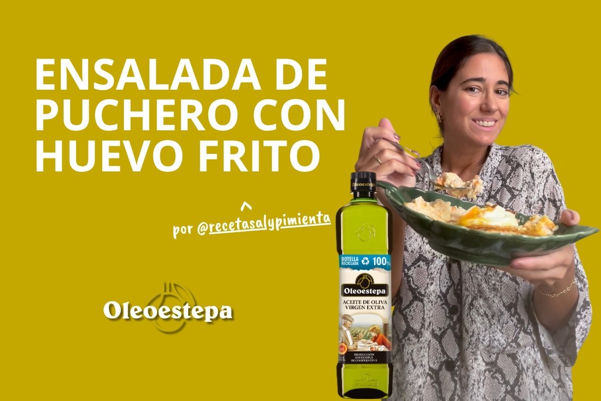 Ensaladilla del puchero con huevo frito