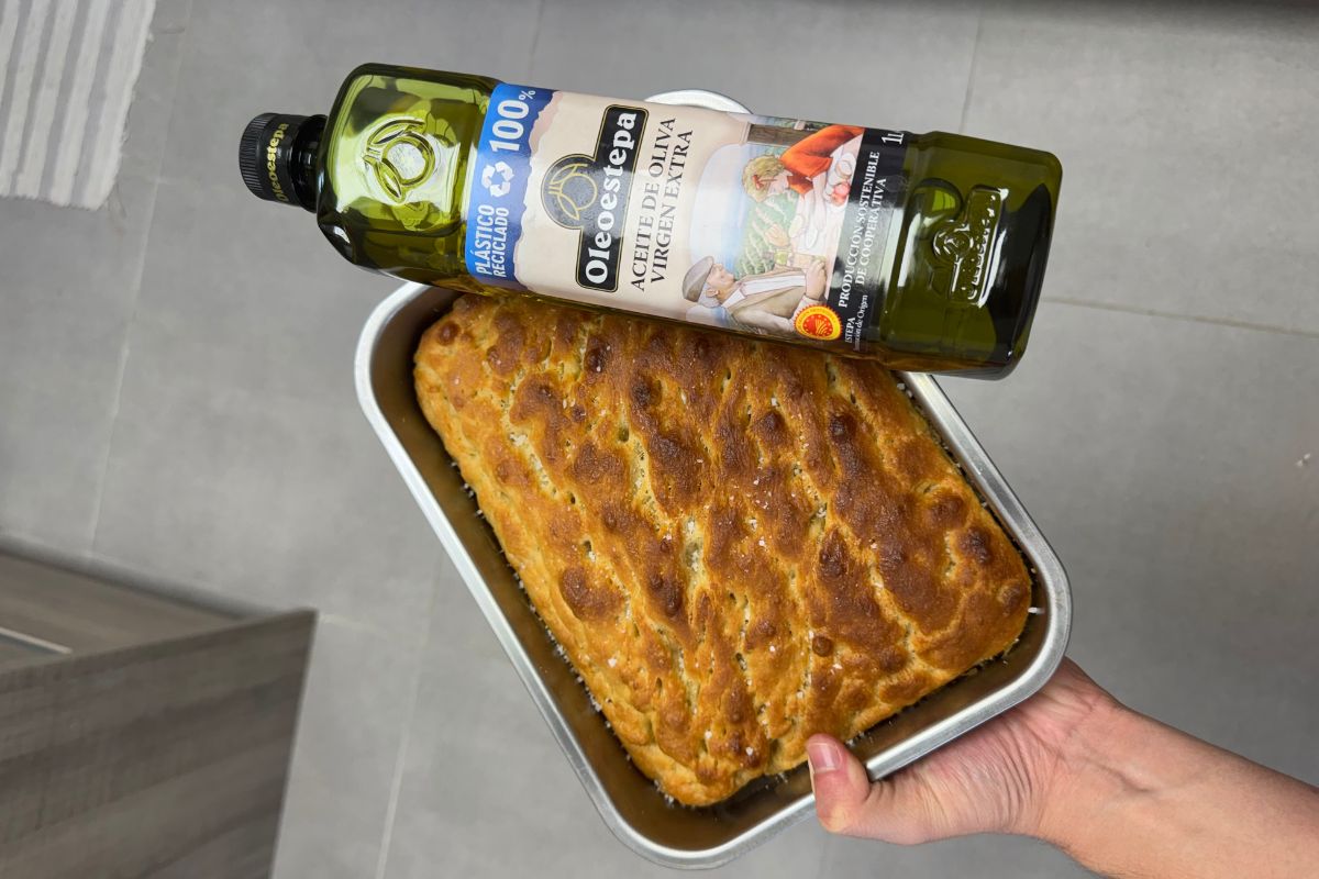 Focaccia con pesto de pistacho