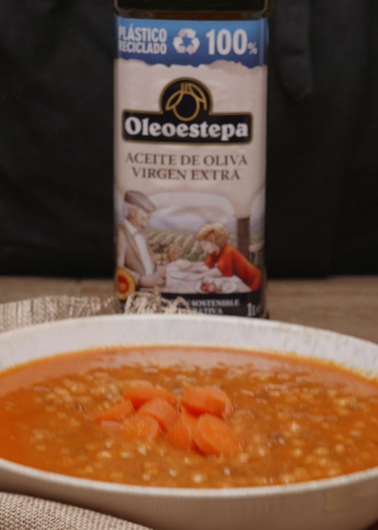 Servir lentejas con verduras